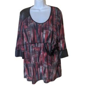 ---  Scoop Neck Red Black Tunic Top Szie 1X